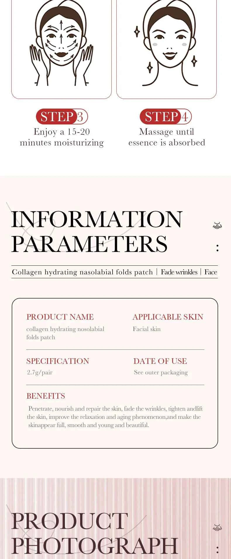 Collagen Firming Laugh Lines Patches Instant Wrinkle Remover Fade Fine Lines Facial Mask Anti-aging Brighten Repair Skin Care