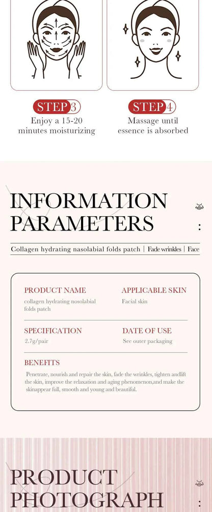 Collagen Firming Laugh Lines Patches Instant Wrinkle Remover Fade Fine Lines Facial Mask Anti-aging Brighten Repair Skin Care