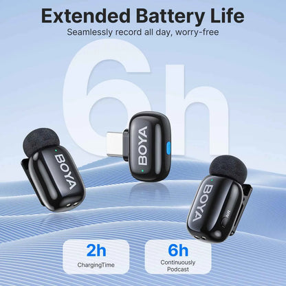 BOYA BOYA Mini Wireless Lavalier Microphone for iPhone 15/16 Android Phone USB-C Devices for Live Streaming Video Recording Vlog