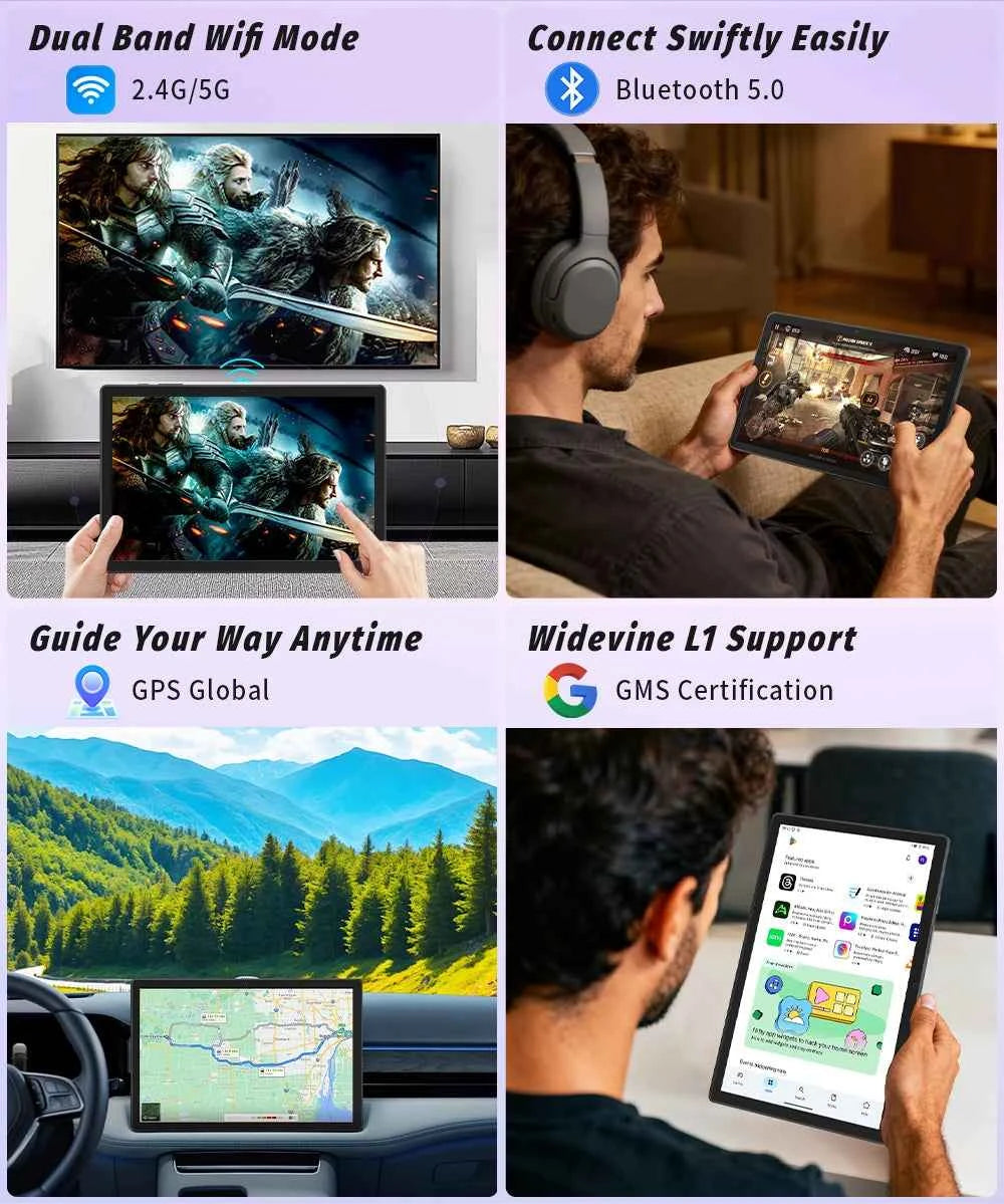 Tablet 10.95 inch Android 15 Tablets, 12GB RAM 128GB ROM 1TB Expand, Octa-core Processor, 1280x800 IPS, 8000mAh Battery (Black)