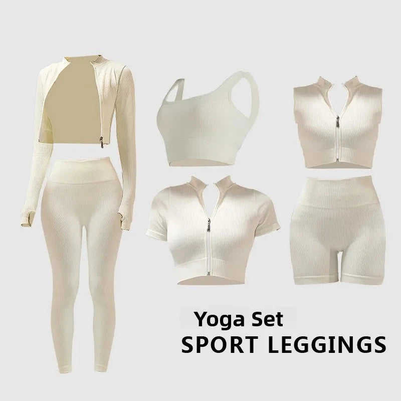 Fitn Yoga Clothes Set High Collar Zipper Bal ort Sve Long Sve orts Women's Sportswear Tee-quarter Length ...