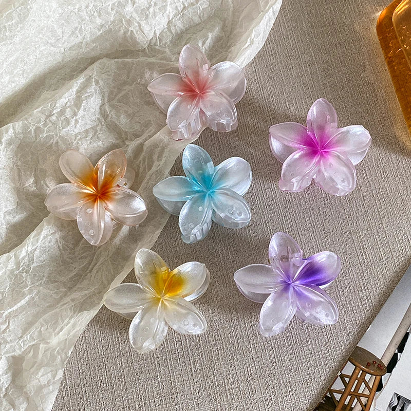 AISHG Fashion Women Flower Hair Claws Hawaiian Gradient Hair Clips Vacation Beach Style Hairpins Hair Accessories - AMULET RING STORE
