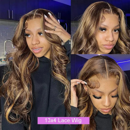 Body Wave Lace Front Wig Colored Highlight Wig Human Hair For Women 13x6 Hd Lace Frontal Wig 30 Inch 13x4 Ombre Brazilian Wigs