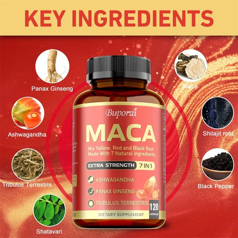 Maca Root Capsules - Improve Athletic Performance and Endurance, Improve Mood, Boost Energy Production, and Strengthen ImmunityS - AMULET RING STORE
