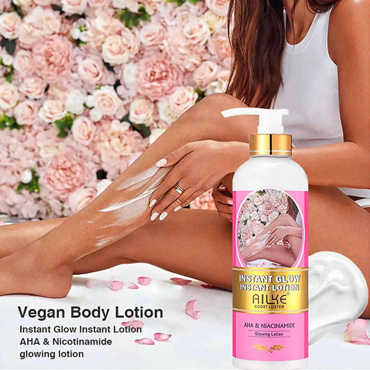 AILKE Women Skin Glowing Body Lotion, Moisturizing, Brightening, Nourishing, Smoothing Skin Cream, With AHA, Niacinamide