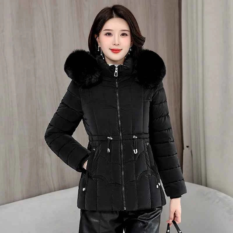 Winter 2025 New Down Jacket Women Parkas Fashion High-Quality Warm Cotton Padded Coat Ladies Short Overcoat Hooded Overwear Tops