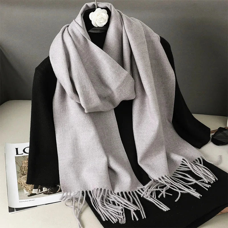62Color Solid Women Winter Scarf Warm Thicken Cashmere Shawl Outdoor Fashion Luxury Tassels Pashmina Lady Wrap Windproof Scarves