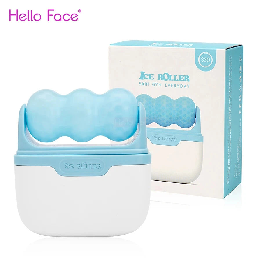 Hello Face Roller Ice Facial Massage Reusable 2 Shape Heads Freezable Ice Massager Lifting Tools