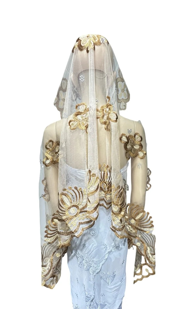 on sale 2025 New African Net Hijab Scarf For Muslim Women African Dubai Islam Headscarf Embroidery Shawls voile - AMULET RING STORE