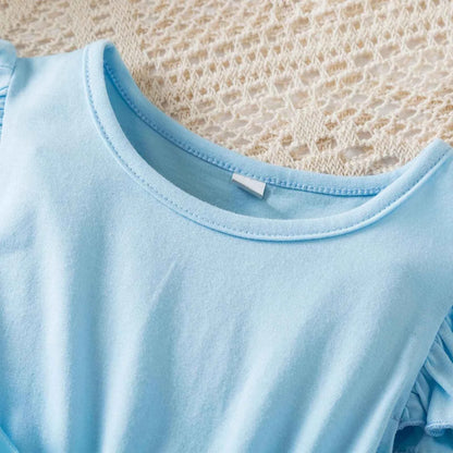 Toddler Baby Girls Clothes Elegant Floral Print Tulle Dress Summer Kids Princess Party Birthday Dress Butterfly Solid Mesh Dress