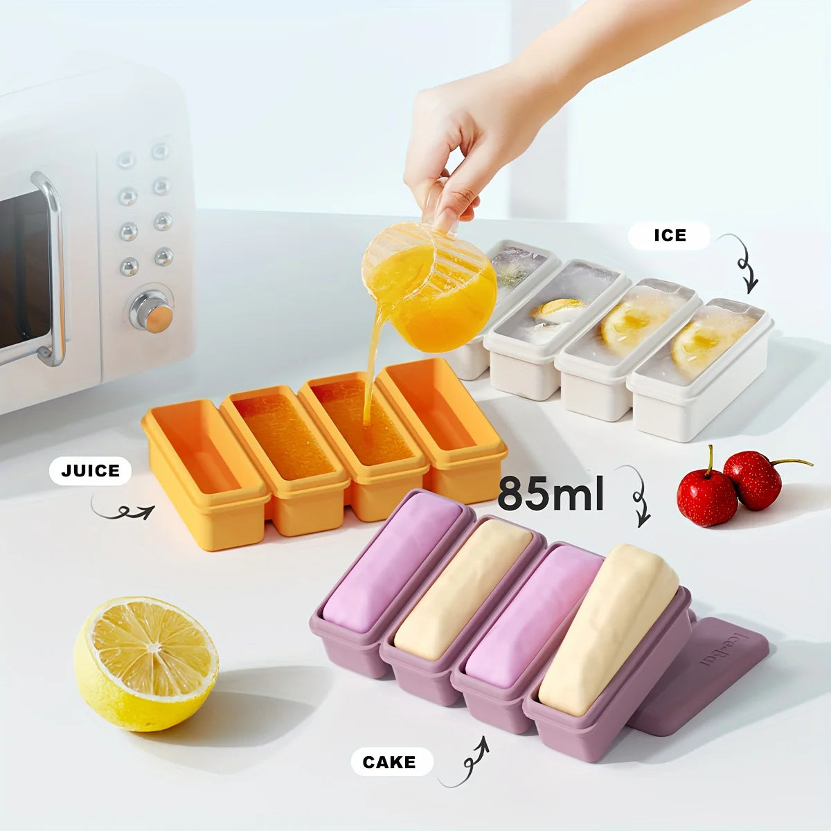1/4pcs Silicone Ice Cube Trays Easy to Demould BPA-Free Ice Cream Mold for Chilling Drinks Smoothies Summer Kitchen Essential - AMULET RING STORE