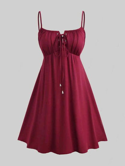 ROSEGAL Plus Size Flutter Sleeves Floral Dress and Lace-up A Line Cami Dress Set