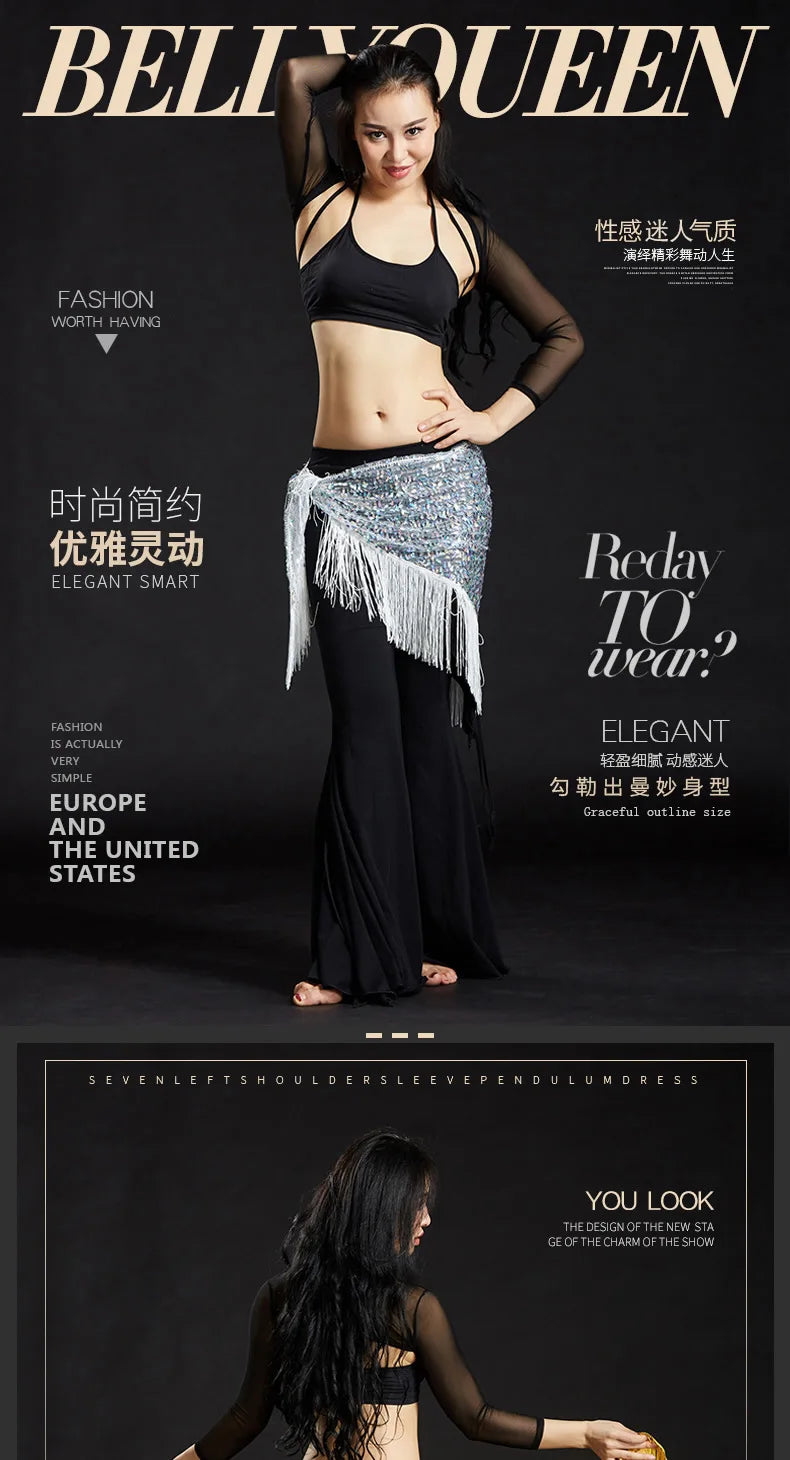 Wholesale Cheap Sexy Women Girls Sequin Triangle Shawl Hip Shawl Belly Dance Belts - AMULET RING STORE