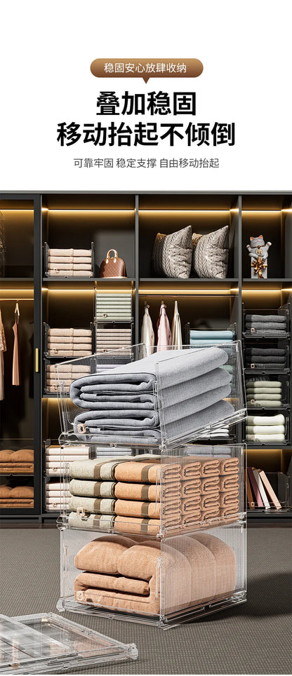 Large Capacity Foldable Storage Box Plastic Clothes Organizer Transparent Home Storage Trunk for Clothes Sundries Organizer - AMULET RING STORE