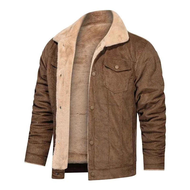 Winter Men's Outdoor Parkas Jacket with Fleece Lining and Multiple Pockets Wool/Polyester