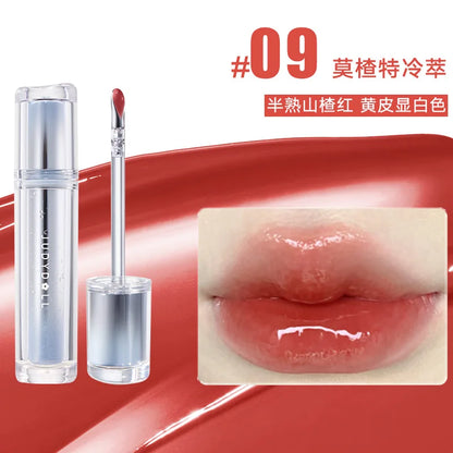 Judydoll Ice Iron Lip Glaze Lipsticks Non-Stick Cups Mirror Shine Watery Lip Lotion Metal Brush Head Makeup Cosmetics - AMULET RING STORE