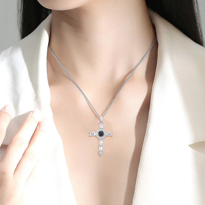 Fashion Projection Necklace Jewelry Personalized Photo Custom Cross Pendant Suitable For Male And Female Couples To Give Gifts - AMULET RING STORE