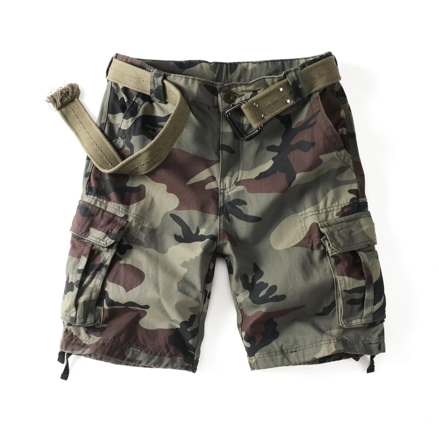 Men's Camo Cargo Shorts for Men Cotton Casual Outdoor Work Relaxed Fit Shorts with Multi-Pockets (no belt)