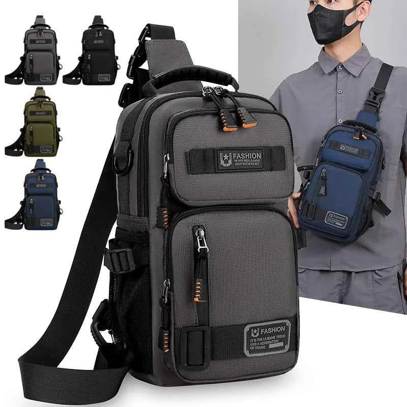 Male Multifunctional Sports Chest Bag Men's Lightweight Handbag  Multi Pockets Outdoor Hiking Climbing Cycling Crossbody Bags