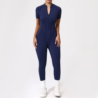 Seamless Yoga Jumpsuit Sports Fitness Backless Tight Zipper Long-sleeved One-Piece Workout Clothes Gym Leggings Sportswear