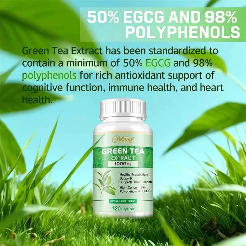 Green Tea Extract - Supports Energy Levels, Cleanses and Detoxifies The Intestines, Boosts Metabolism Fat Burner