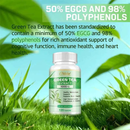 Green Tea Extract - Supports Energy Levels, Cleanses and Detoxifies The Intestines, Boosts Metabolism Fat Burner