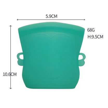 Cartoon Silicone Fresh-keeping Storage Bag,Reusable Food Grade Snack Bags for Children,Zipper Bag,Eco-Friendly,Leakproof - AMULET RING STORE