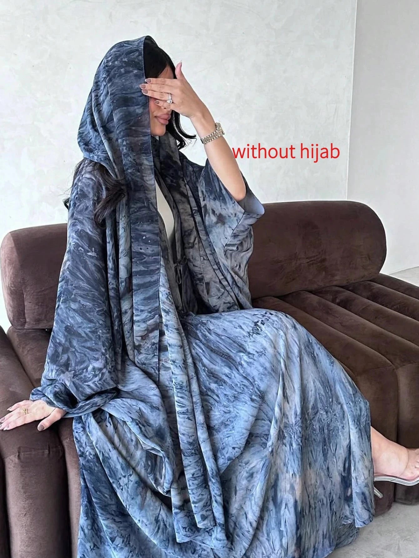 Middle Eastern Tie Dye Loose Abaya Full Sleeve Open Front Abayas Turkey Kaftan Arabian Maxi Dresses Women Jilbabs Without Hijab - AMULET RING STORE
