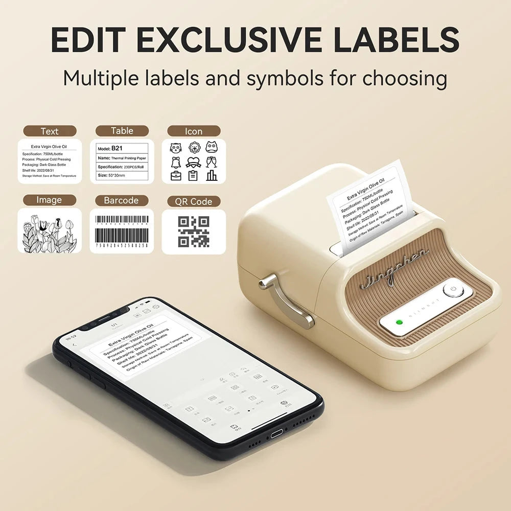 NIIMBOT B21/B1 Portable Thermal Printer 1500mAh Wireless Sticker Printer With Self-adhesive Labels For Barcode Clothing Jewelry