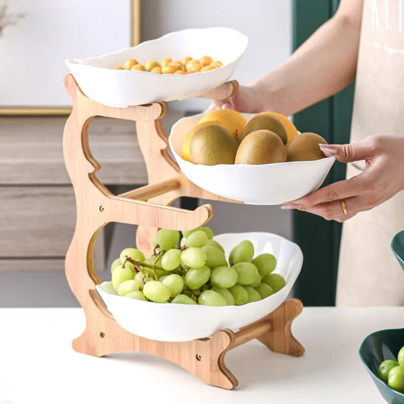 2/3 Layer Table Plates Dinnerware Kitchen Fruit Bowl with Floors Partitioned Dish Snack Candy Cake Stand Fruit Plate Salad Bowl - AMULET RING STORE
