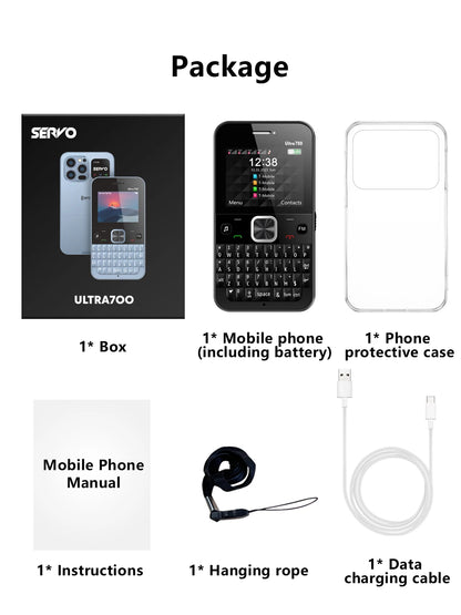 SERVO 4 SIM Card 4 Standby QWERTY Keyboard Mobile Phone Speed Dial Blacklist FM Radio Flashlight 2G GSM Cellular Cellphone TypeC