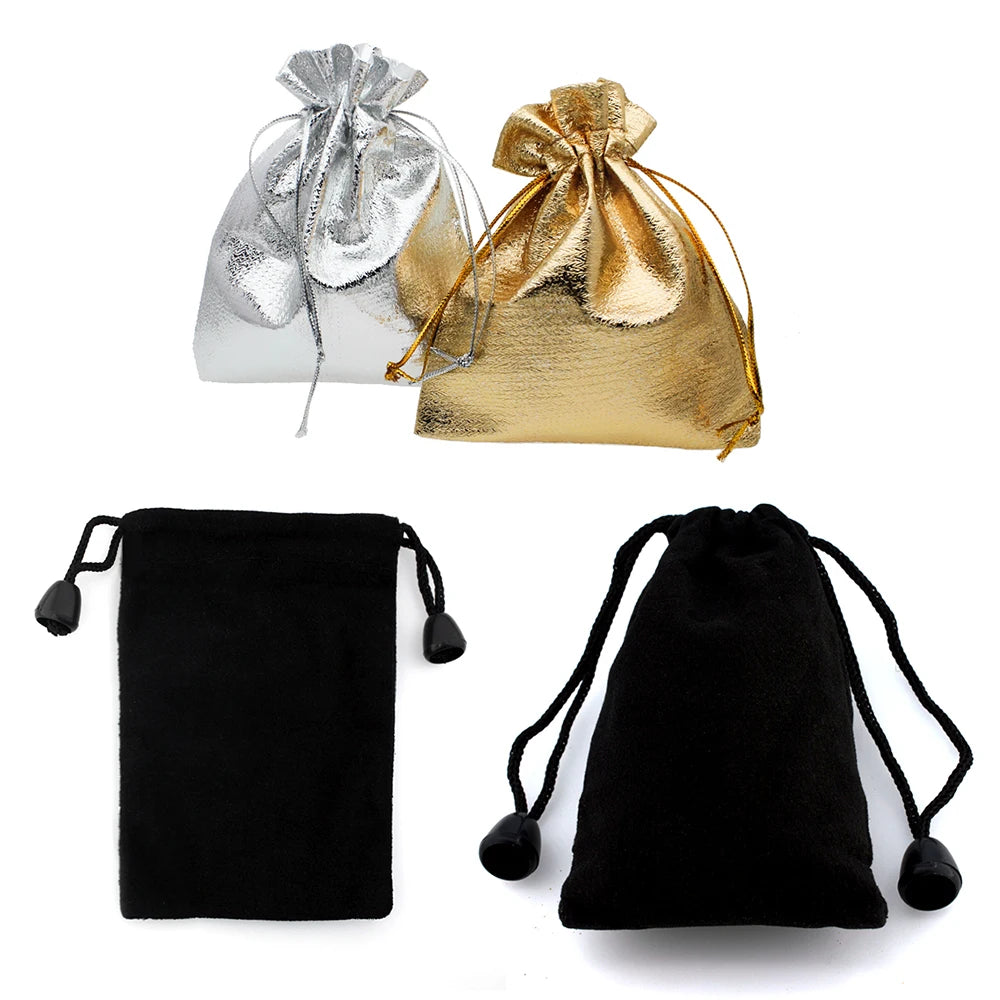 1pc Black Color Velvet Bag Jewelry Packing Velvet Drawstring Pouches Jewelry Gift Bags Display chain ring Packing Bags Gift - AMULET RING STORE