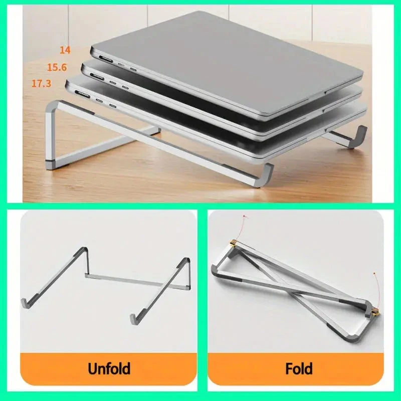 Universal Laptop Stand Foldable Adjustable Aluminum Alloy Notebook Holder Desktop Bracket for MacBook Air Pro Xiaomi - AMULET RING STORE