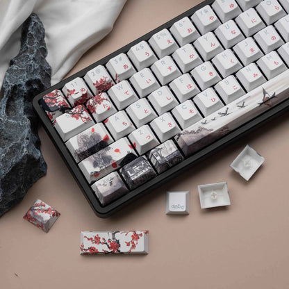 127 Keys Plum Blossom Top Backlit Cherry Profile Keycap PBT Keycap Dye-Sub Cherry MX Switches For Gamer Mechanical Keyboard