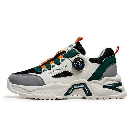 Men's Korean rotating buckle fashion casual sports shoes four season soft soled non slip outdoor running shoes student sneakers - AMULET RING STORE