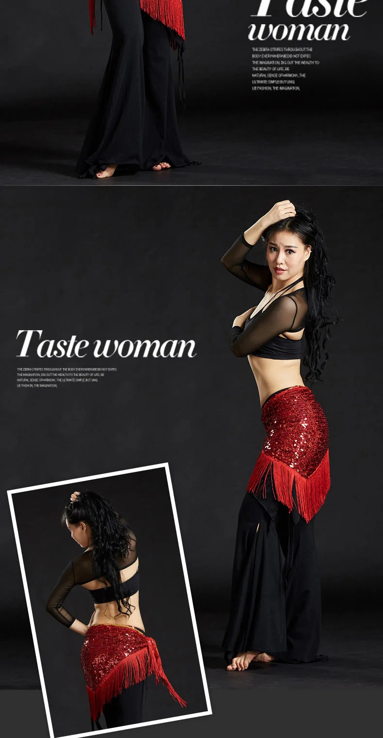 Wholesale Cheap Sexy Women Girls Sequin Triangle Shawl Hip Shawl Belly Dance Belts - AMULET RING STORE