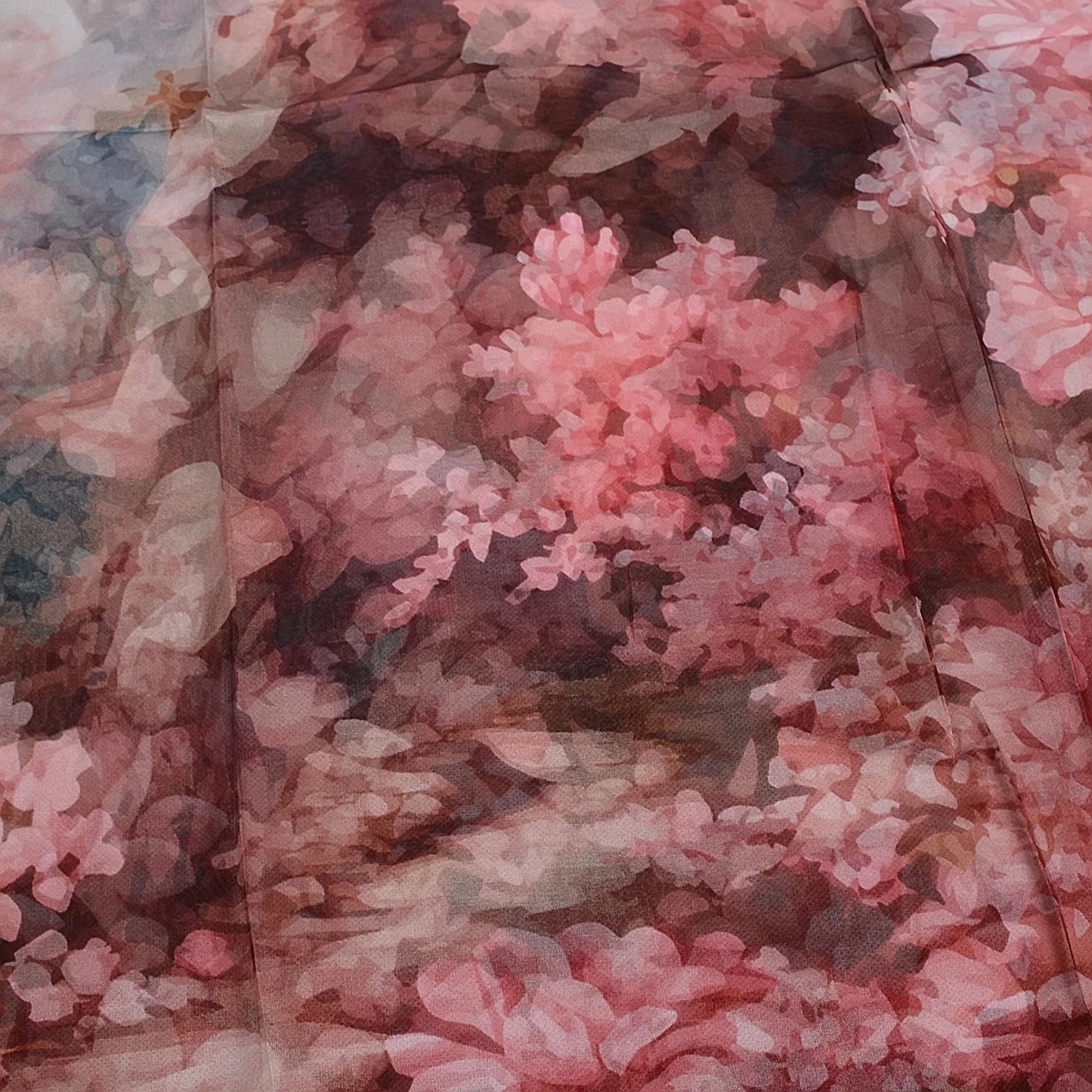 [BYSIFA] Women Chiffon Pure Silk Scarf Cherry Blossom Floral Design Long 100% Silk Shawl Scarf Purple Pink Silk Scarves Echarpes