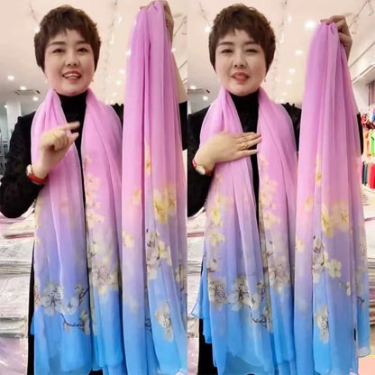 2025 Silk Scarf Women Hijab Pashmina Long Beach Stoles Shawl Wrap Headbands Spring Warm Scarves Bandana Ladies Neckscarf Foulard