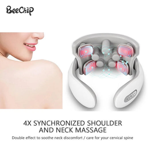 Neck Massage Intelligent Charging Heating Hot Pressing Magnetic Pulse Fashion Multi User Usage Portable Pulse Neck Massager - AMULET RING STORE