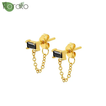 925 Sterling Silver Needle Fashion Round Pendant Small Earrings Luxury Gold Hoop Earrings for Women Premium Black Jewelry Gifts - AMULET RING STORE