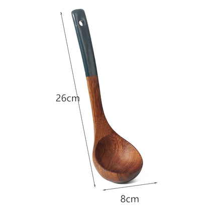 Wooden Kitchenware Set Long Handle Spatula Rice Scoop Vegetable Meat Cooking Shovel Mixing Spoons For Nonstick Pan Kitchen Tools