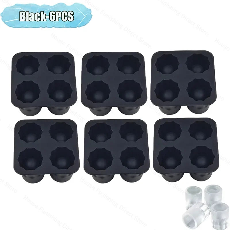 4Cup Shape Silicone Ice Cube Mold Tray for Summer Bar Party DIY Cold Drinks Kitchen Essential Ice Cup Maker Compartment Mold - AMULET RING STORE