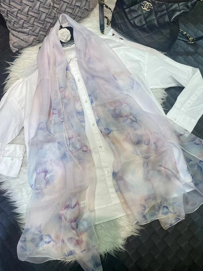 BYSIFA|New Black Pink Peony 100% Silk Shawl Scarf Women Chiffon Long Silk Scarves Cape Summer Foulard Winter Brand Scarves Wraps