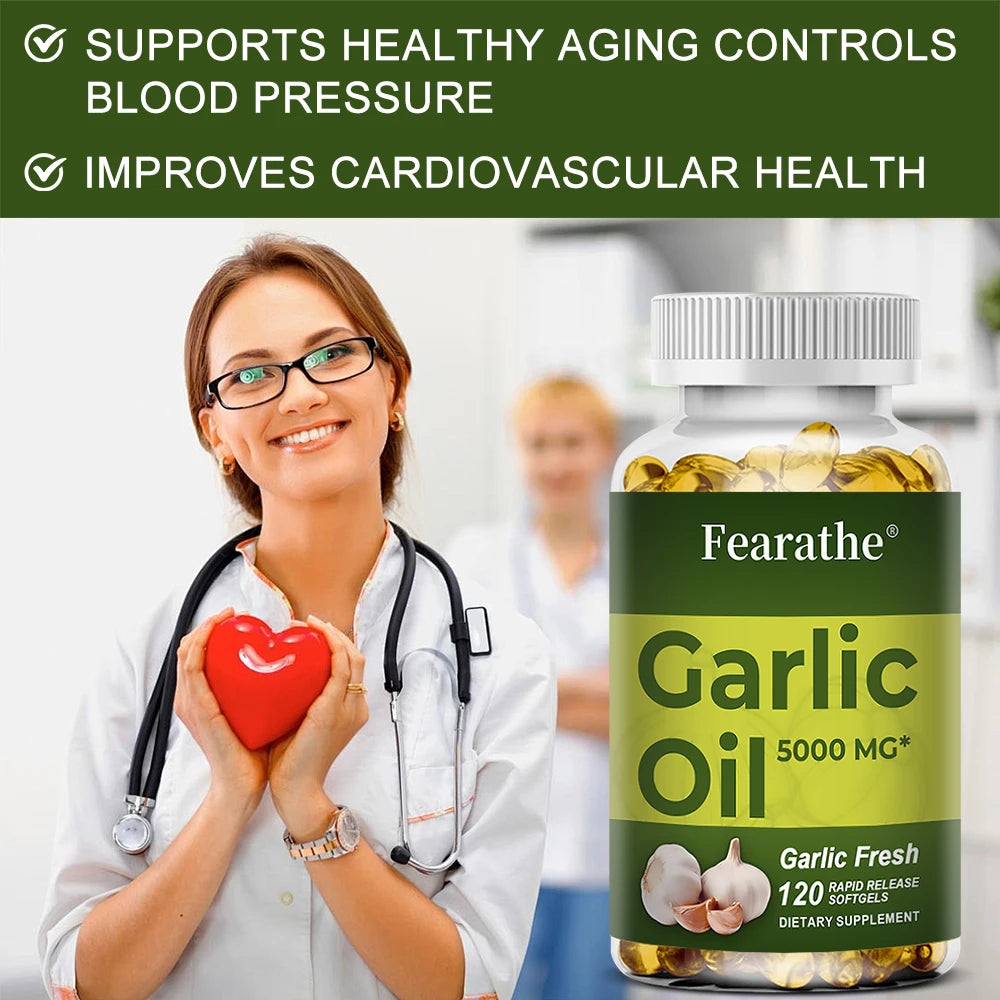 Garlic Extract, Supports Healthy Cholesterol Levels, Immune System, Circulation, Blood Pressure Balance, 120 Capsules