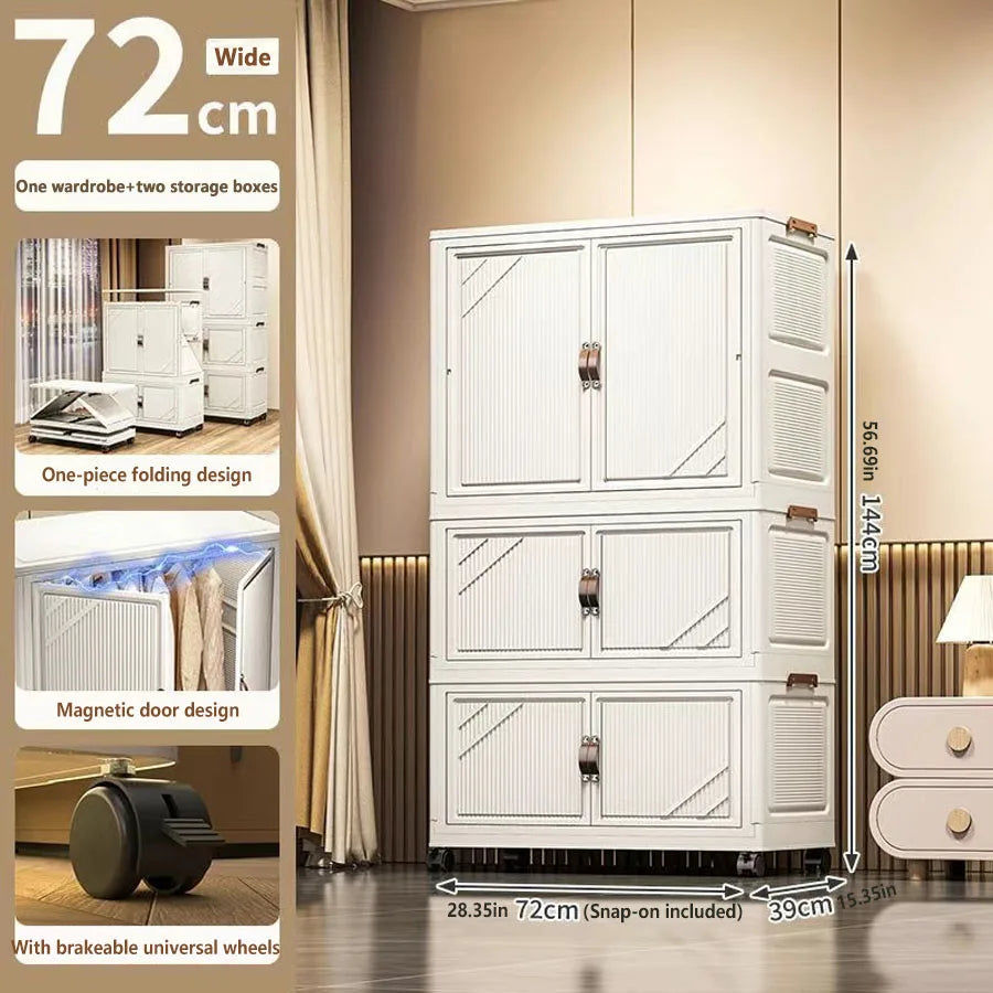 Multi-specification Multifunction White Folding Storage Cabinet Large Capacity Dustproof Wardrobe Storage Box - AMULET RING STORE