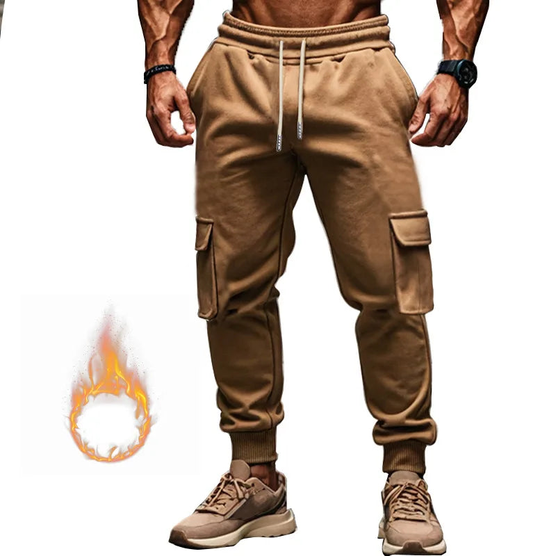 New autumn and winter velvet men's casual overalls multi-pocket pants large size sports casual trousers