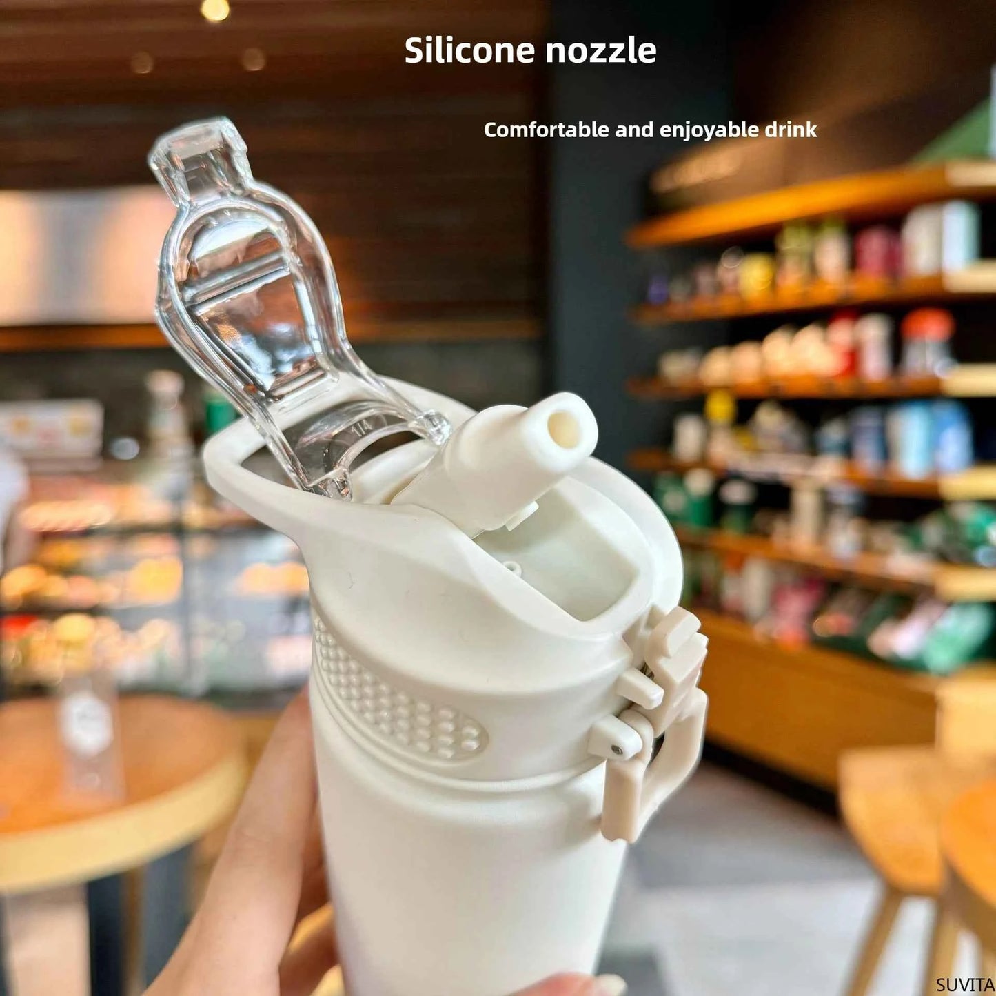 Tyeso 600/750ML Thermos Bottle With Straw Stainless Steel Car Thermal Cup Sports Water Bottles Keeps Cold and Hot Thermal Mug