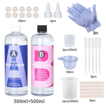 1:1 Crystal Clear Epoxy Resin Kit High Gloss & Bubbles Free Art Resin Supplies for Coating and Casting Craft DIY Jewelry Making - AMULET RING STORE