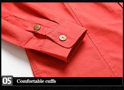 Retro Cargo style Men's Long Sleeve Shirt With Pocket Design, Men'sCasual Button Up Shirt For Spring Fall Qutdoo