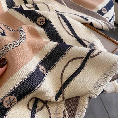 Luxury Scarf Women Winter Cashmere Shawls Wraps Thick Warm Lady Travel Stole Bufanda Hijab Fashion Print 2023